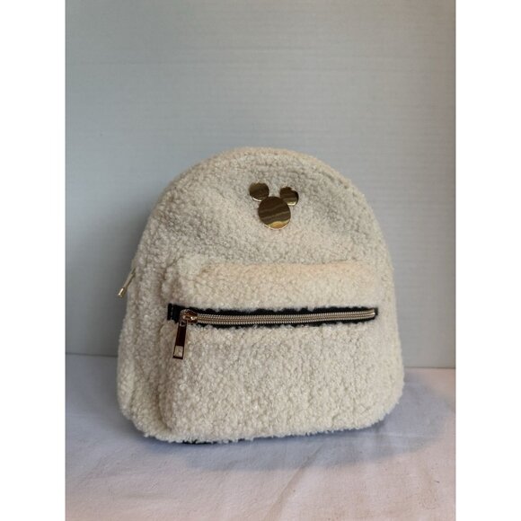 Disney's Mickey Mouse Mini Backpack Cream Sherpa NWT - Picture 1 of 2